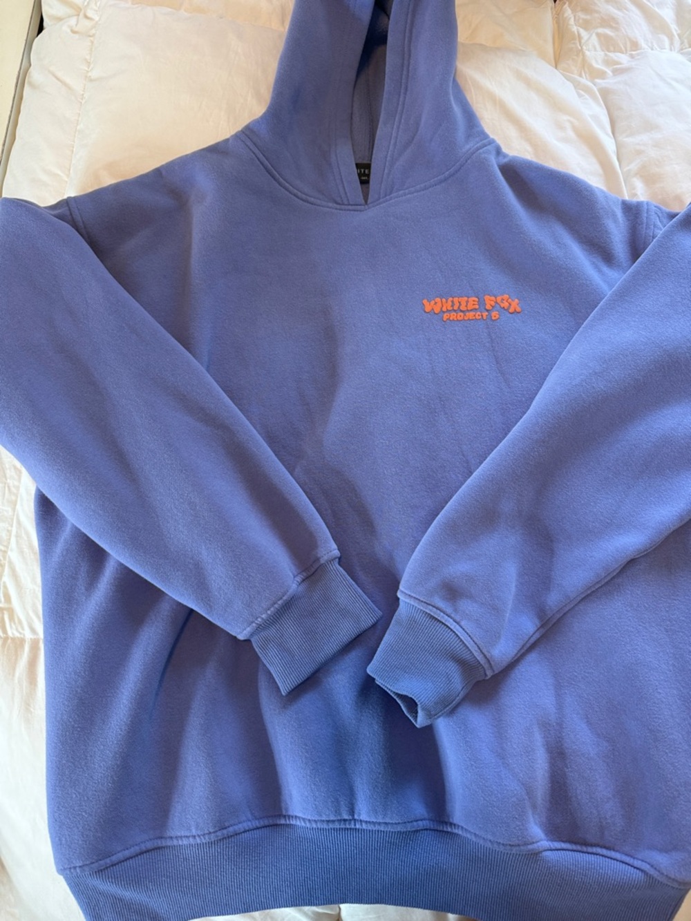 White Fox Boutique Lavender Hoodie with Orange Logo